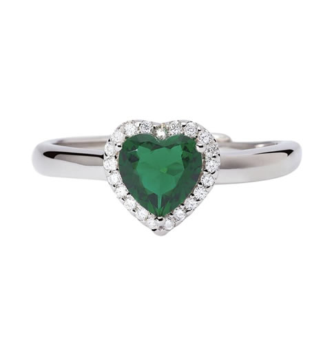 Anello con smeraldo sintetico taglio cuore LOVE AFFAIR Mabina
