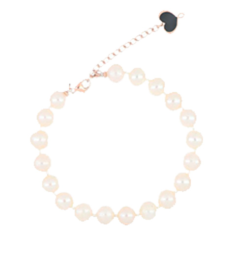 Bracciale in argento rosa con perle