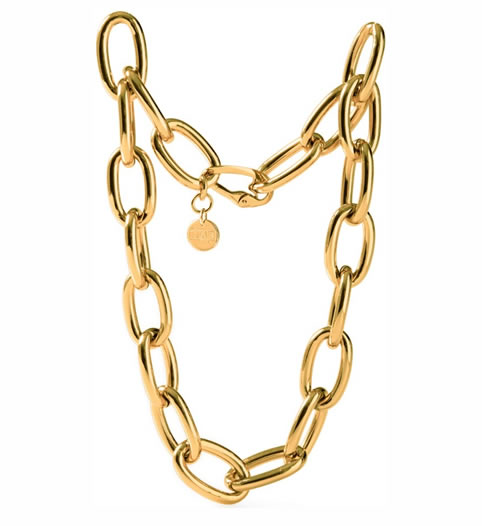Collana con catena in bronzo dorato lucida