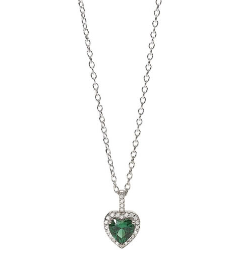 Girocollo in argento con smeraldo sintetico taglio cuore LOVE AFFAIR Mabina