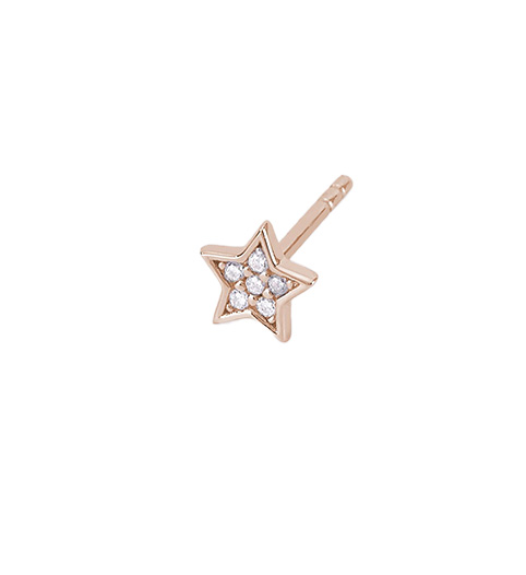 Orecchini donna monorecchino a stella in argento rosato con zirconi.